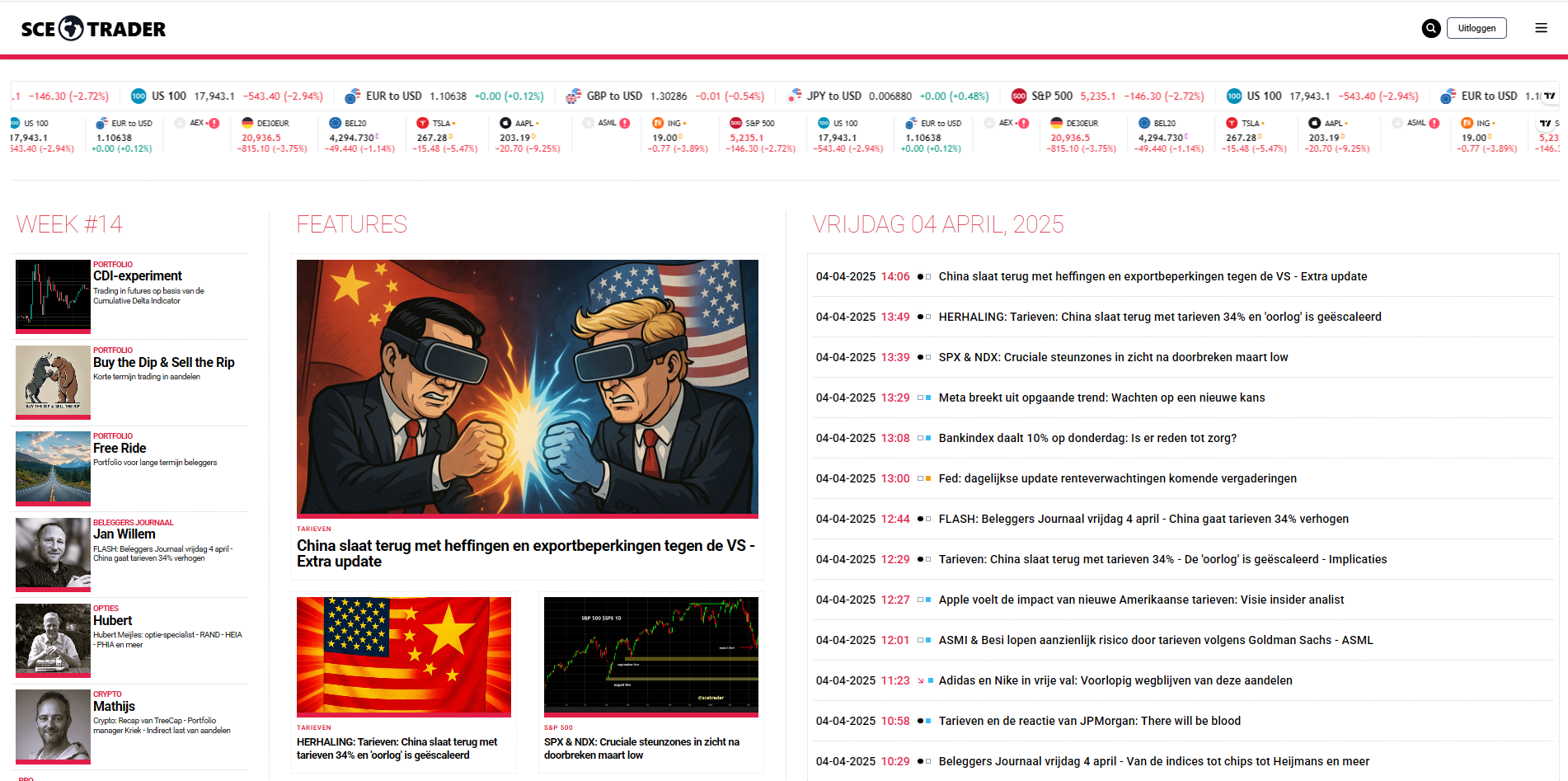 SCE Trader: schrijf je in en volg onze tips - Het dagboek voor de korte en lange termijn belegger!