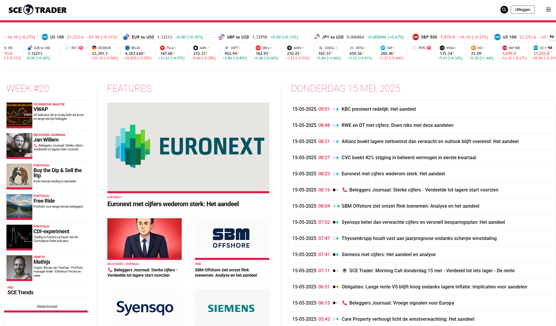 🚀 SCE Trader: schrijf je in en volg onze tips - Het dagboek voor de korte en lange termijn belegger!