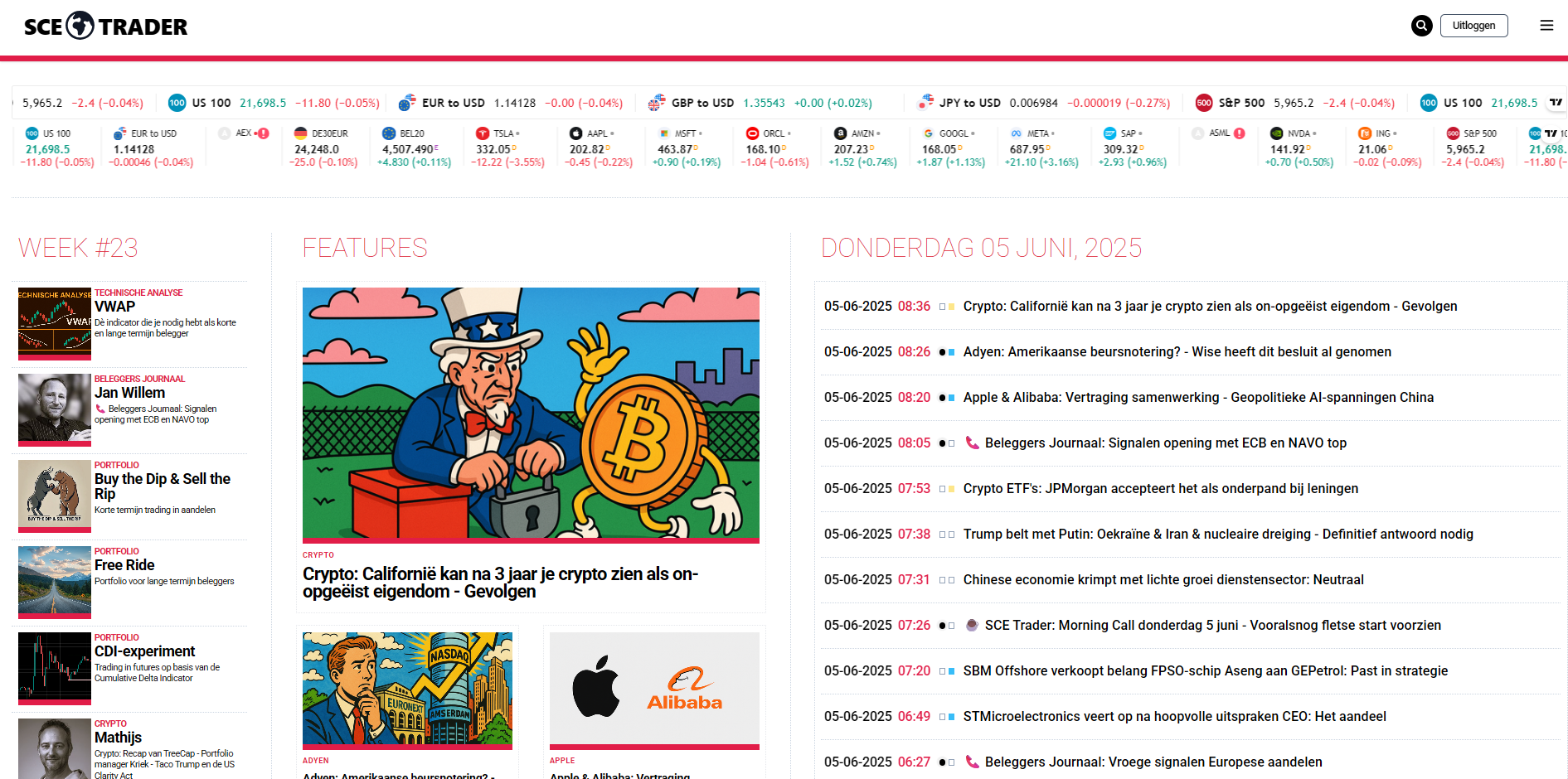 🚀 SCE Trader: schrijf je in en volg onze tips - Het dagboek voor de korte en lange termijn belegger