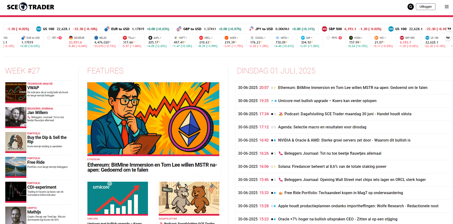 🚀 SCE Trader: schrijf je in en volg onze tips - Het dagboek voor de korte en lange termijn belegger