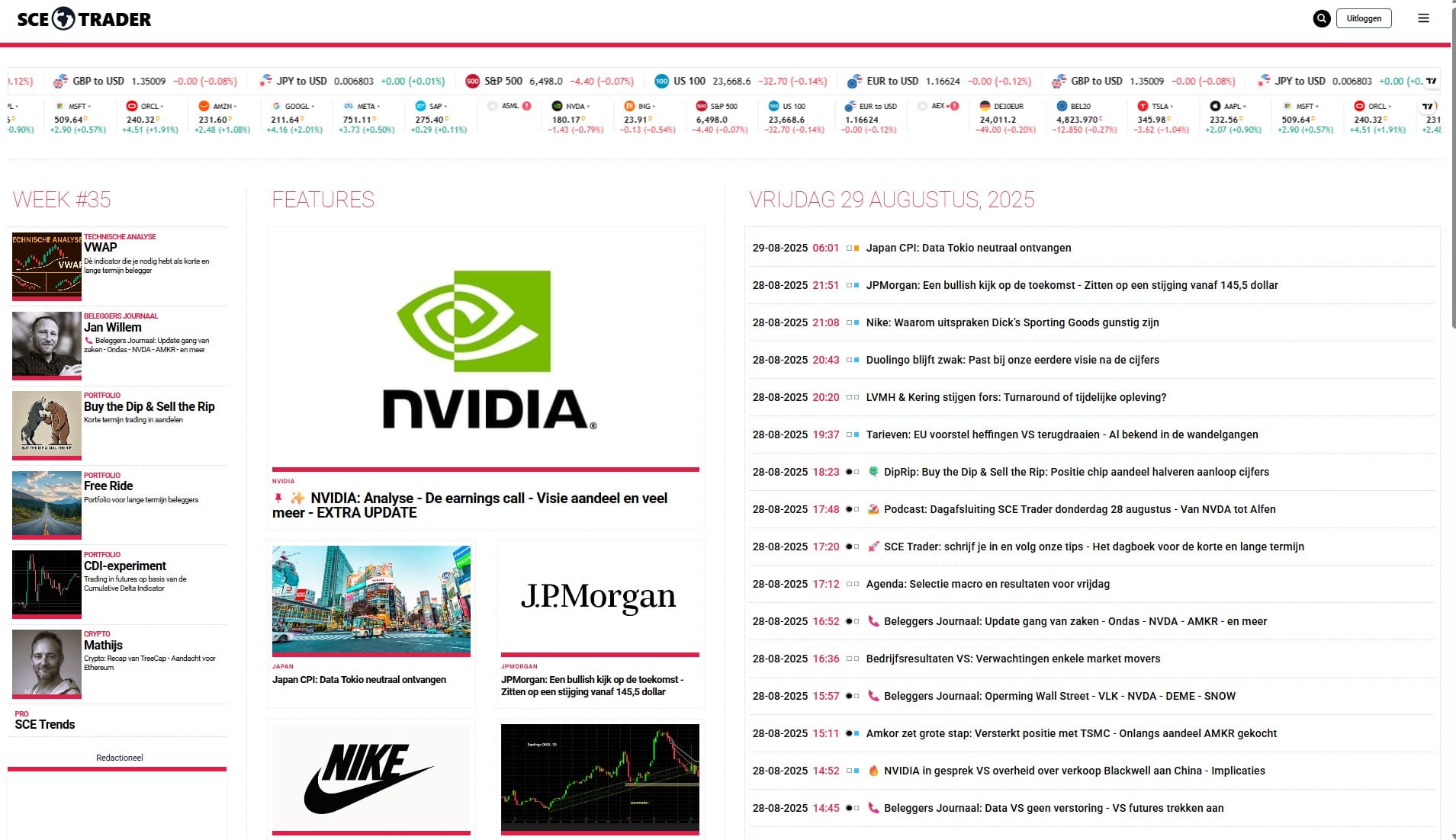 🚀 SCE Trader: schrijf je in en volg onze tips - Het dagboek voor de korte en lange termijn