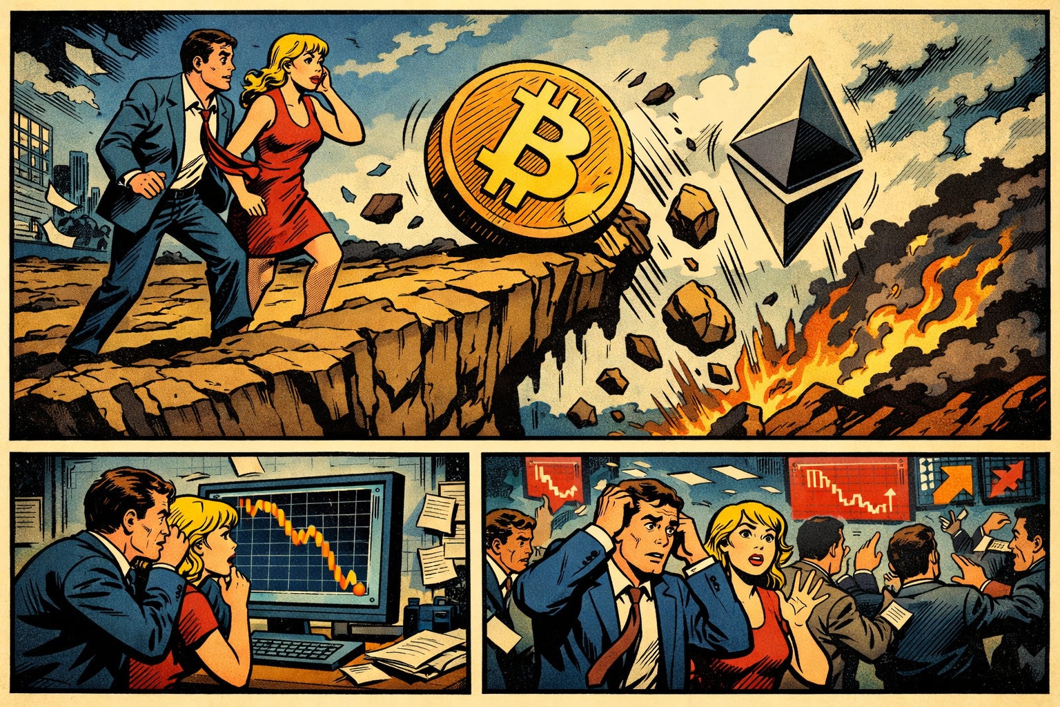 Bitcoin en Ethereum op de rand van een afgrond