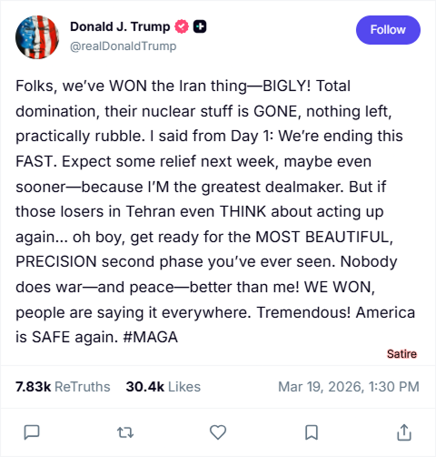 🎺 Trump roept overwinning op Iran uit: Intraday rebound of meteen verder down